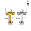 Titanium Dotted Curved Crystal 16G (1.2MM) Internally Threaded Labret Stud