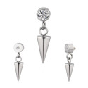 Natural Titanium 16G (1.2mm) Internally Threaded Spike Dangling Piercing Stud