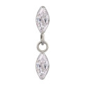 Titanium 16G (1.2mm) Internally Threaded Marquise Dangling Piercing Stud