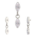 Titanium 16G (1.2mm) Internally Threaded Marquise Dangling Piercing Stud