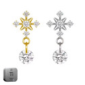 Titanium 16G (1.2mm) Internally Threaded Snow Flake Dangling Piercing Stud