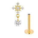 Titanium 16G (1.2mm) Internally Threaded Snow Flake Dangling Piercing Stud