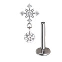 Titanium 16G (1.2mm) Internally Threaded Snow Flake Dangling Piercing Stud