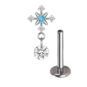 Natural Titanium 16G (1.2mm) Internally Threaded Snow Flake Dangling Piercing Stud