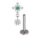 Natural Titanium 16G (1.2mm) Internally Threaded Snow Flake Dangling Piercing Stud