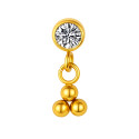 Titanium 16G (1.2mm) Internally Threaded 3 Dots CZ Dangling Piercing Stud