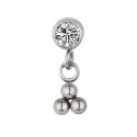 Titanium 16G (1.2mm) Internally Threaded 3 Dots CZ Dangling Piercing Stud
