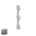 Natural Titanium 16G (1.2mm) Internally Threaded Marquise Double Drop Dangling Piercing Stud