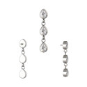 Natural Titanium 16G (1.2mm) Internally Threaded Marquise Double Drop Dangling Piercing Stud