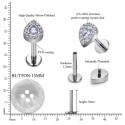 Natural Titanium 16G Internally Threaded Water Drop Labret Stud