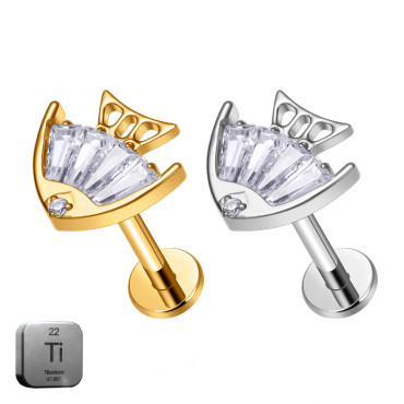 Titanium 16G (1.2MM) Internally Threaded Fish Labret Stud