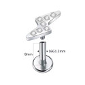 Titanium 16G (1.2mm) Internally Threaded Crystal Lightning Flash Stud
