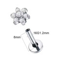 Natural Titanium 16G (1.2mm) Internally Threaded Flower Stud