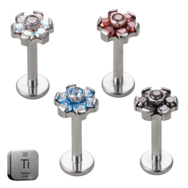 Natural Titanium 16G (1.2mm) Internally Threaded Flower Stud