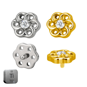 Titanium 16G (1.2mm) Internally Threaded Daisy Flower Stud