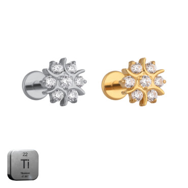 Titanium 16G (1.2mm) Internally Threaded Flower Cluster Stud