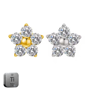 Titanium 16G (1.2mm) Internally Threaded Flower Prong Stud