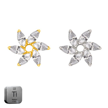 Titanium 16G (1.2mm) Internally Threaded Elegant Rose Stud