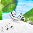 Titanium 16G Internally Threaded Labret Moon Star Stud