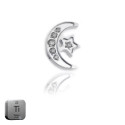 Natural Titanium 16G (1.2MM) Internally Threaded Moon with Star Labret Stud