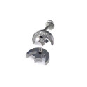 Natural Titanium 16G (1.2MM) Internally Threaded Moon with Star Labret Stud