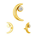 Titanium 16G Internally Threaded Labret Moon with Crystal Stud