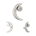 Titanium 16G Internally Threaded Labret Moon with Crystal Stud