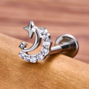 Natural Titanium 16G (1.2MM) Internally Threaded Moon with Star Labret Stud