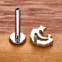 Natural Titanium 16G (1.2MM) Internally Threaded Moon with Star Labret Stud
