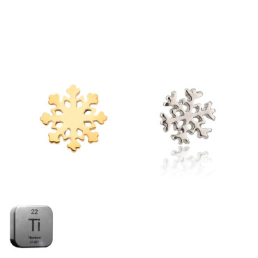 Titanium 16G (1.2MM) Internally Threaded Snow Flake Piercing Stud