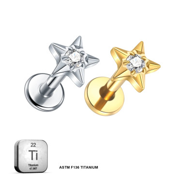 Titanium Internally Threaded Star Stud