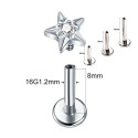 Titanium Internally Threaded Star Stud