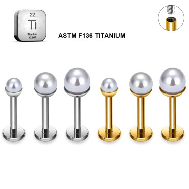 Titanium Internally Threaded Pearl Stud