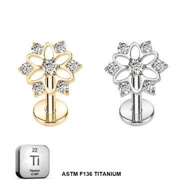 Titanium Internally Threaded Flower Shape Stud