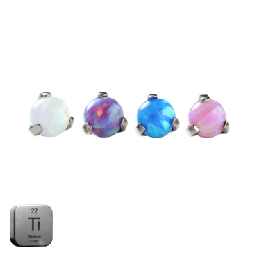 Natural Titanium 16G (1.2MM) Internally Threaded Opal Ball Labret Stud
