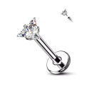 Titanium Internally Threaded Triangle CZ Labret Stud