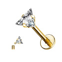 Titanium Internally Threaded Triangle CZ Labret Stud
