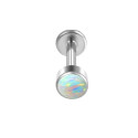 Natural Titanium 16G (1.2MM) Internally Threaded Opal Cylinder Labret Stud