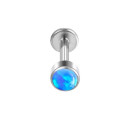Natural Titanium 16G (1.2MM) Internally Threaded Opal Cylinder Labret Stud