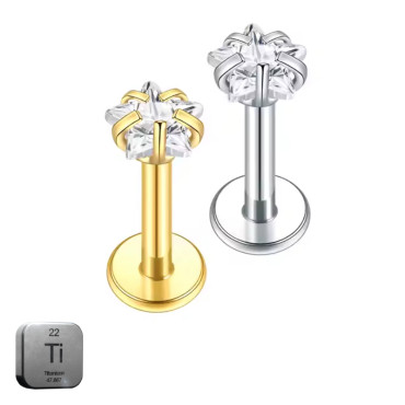 Titanium Internally Threaded Star Crystal Labret Stud