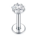 Titanium Internally Threaded Star Crystal Labret Stud