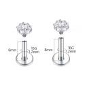Titanium Internally Threaded Star Crystal Labret Stud