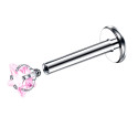 Natural Titanium 16G (1.2MM) Internally Threaded Crystal Star Labret Stud
