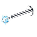 Natural Titanium 16G (1.2MM) Internally Threaded Crystal Star Labret Stud