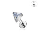 Titanium Internally Threaded Crystal Triangle Labret Stud