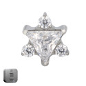 Natural Titanium 16G (1.2MM) Internally Threaded Triangular Labret Stud
