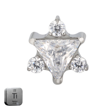Natural Titanium 16G (1.2MM) Internally Threaded Triangular Labret Stud