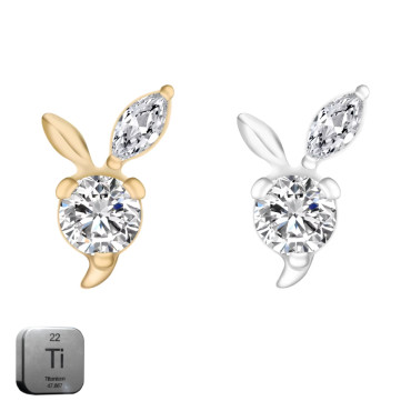 Titanium Internally Threaded Bunny Crystal Labret Stud