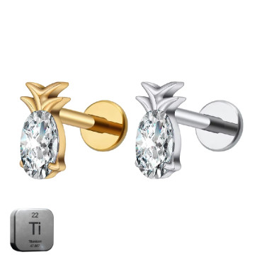 Titanium Internally Threaded Pineapple Crystal Labret Stud