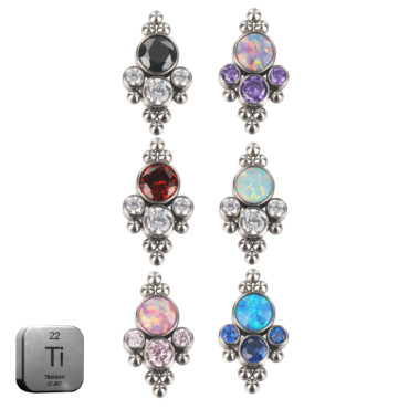 Titanium Internally Threaded Beaded Crystal Labret Stud
